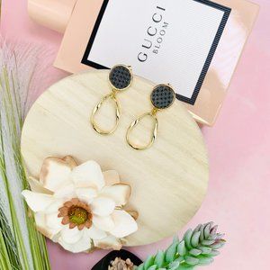 Simple Navy Leather Earrings